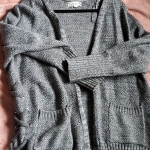 Cardigan with lace up sides